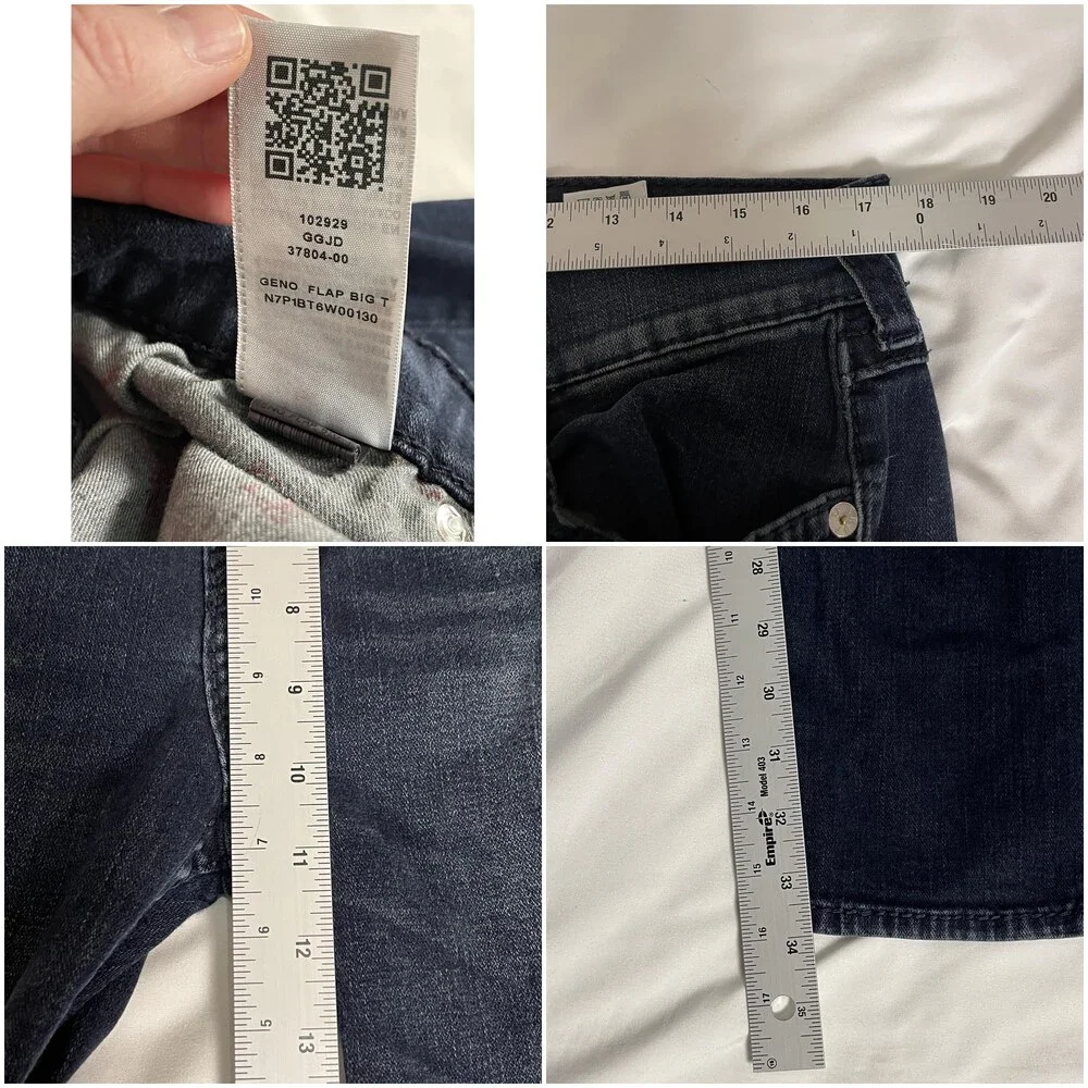 True Religion Geno Relaxed Slim Jeans Mens 35x34 Dark Blue Denim Geno Flap Big T